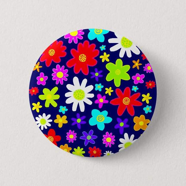Colorful Flowers Pinback Button (Front)