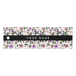 Colorful Flowers, Pink Background, Black Ruler