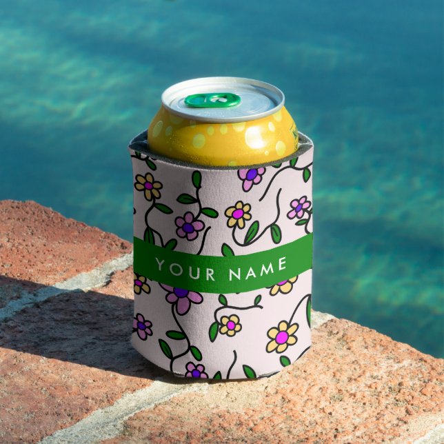 Colorful Flowers, Pink Background, Green Can Cooler (In Situ Pool)