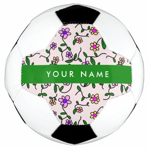 Colorful Flowers Pink Background Green Soccer Ball