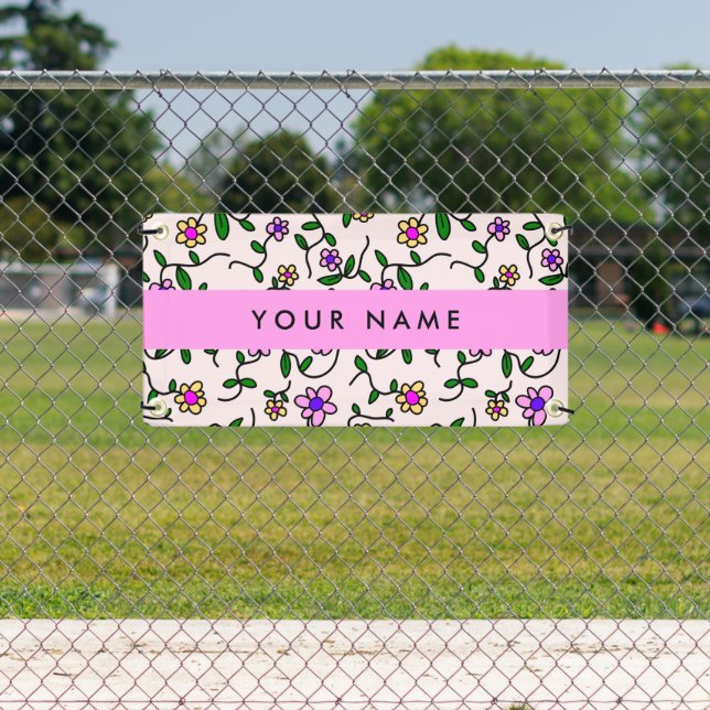 Colorful Flowers, Pink Background, Pink Banner (Insitu)
