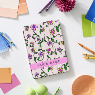 Colorful Flowers, Pink Background, Pink iPad Pro Cover