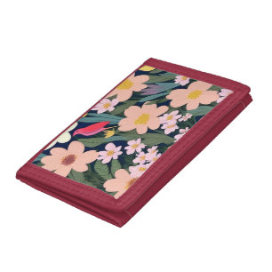 Colorful flowers pink lovely trifold wallet