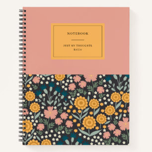 Colorful Flowers Pink Orange My Thoughts Notebook