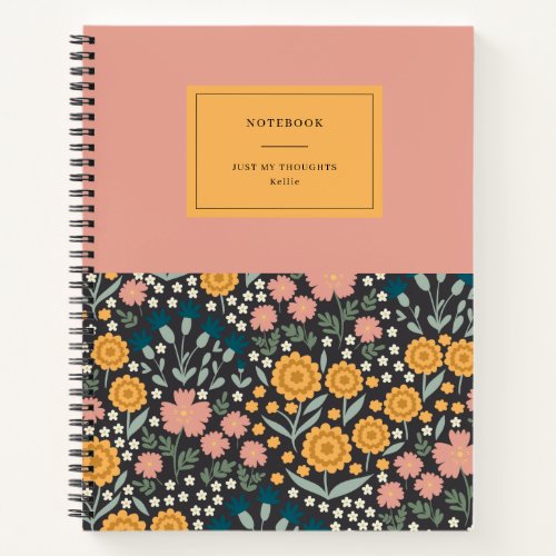 Colorful Flowers Pink Orange My Thoughts Notebook