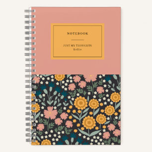 Colorful Flowers Pink Orange Quote Notebook