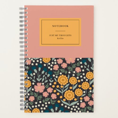 Colorful Flowers Pink Orange Quote Notebook