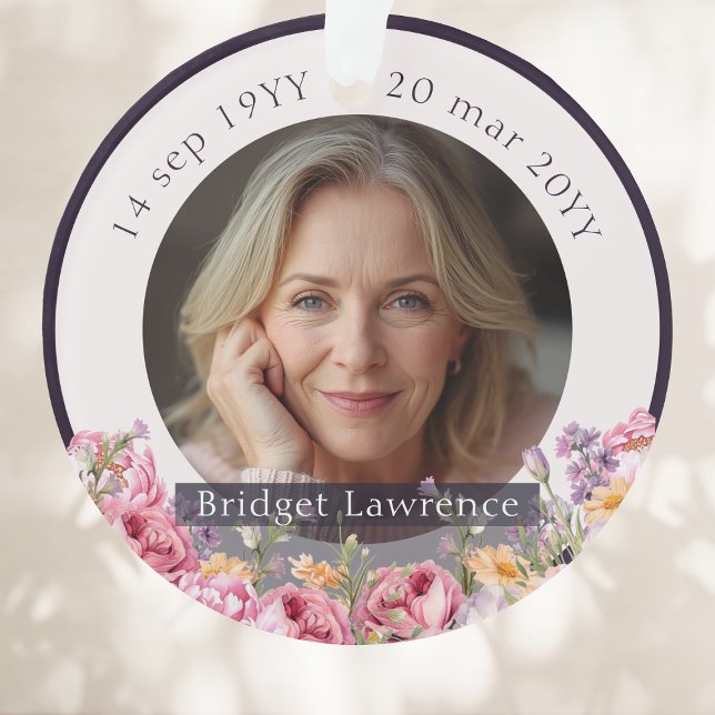 Colorful Flowers Pink Peonies Remembrance Memorial Ornament (Creator Uploaded)