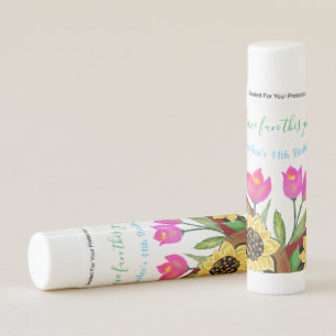 Colorful Flowers Pink Tulips & Yellow Sunflowers Lip Balm