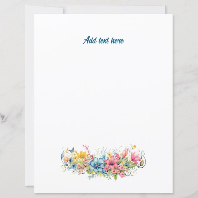 Colorful Flowers plus Template Text. (Front)