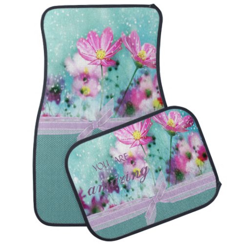 Colorful FlowersPolka Dots_You Are Amazing Car Floor Mat