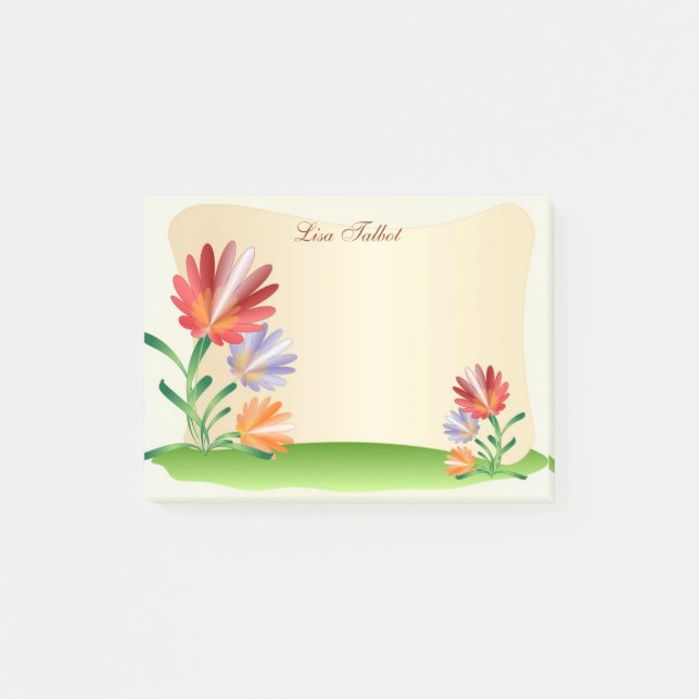 Colorful Flowers Post It Notes (Front)
