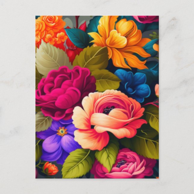 Colorful flowers postcard (Front)