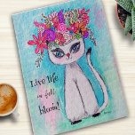 Colorful Flowers Siamese Cat Cute Illustration Fun Jigsaw Puzzle<br><div class="desc">This fun design was created using my original illustration of a Siamese cat with a colorful bouquet of flowers on her head in an array of pinks,  reds,  blues,  purples,  yellows,  orange,  and green vines.  It has a customizable quote that reads "live life in full bloom!".</div>