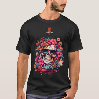 Colorful Flowers Skull Sunglasses | Ben Elkanar T-Shirt