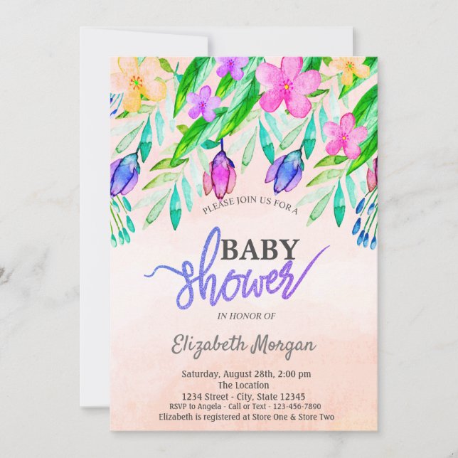 Colorful Flowers Spring Baby Shower Invitation (Front)
