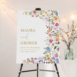 Colorful Flowers Spring Wildflower Wedding Welcome Foam Board