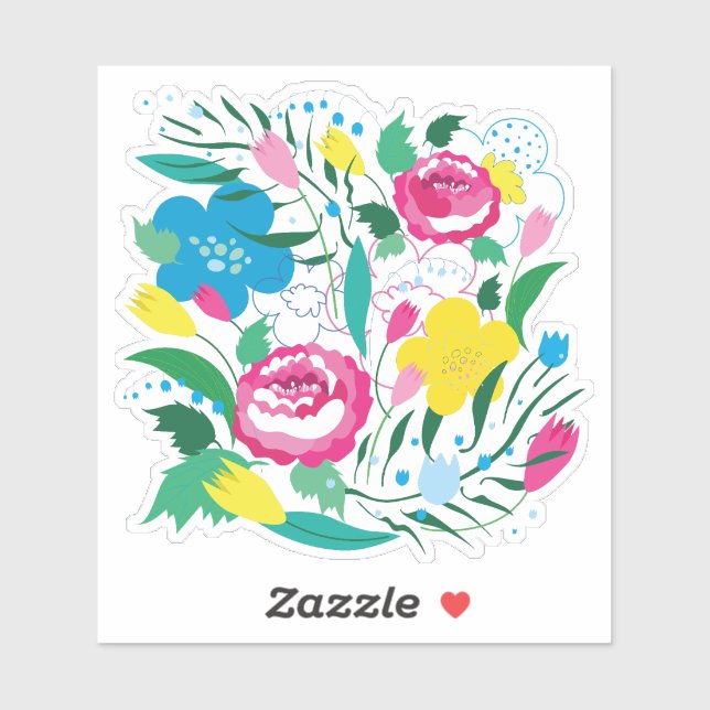 Colorful flowers.  sticker (Sheet)