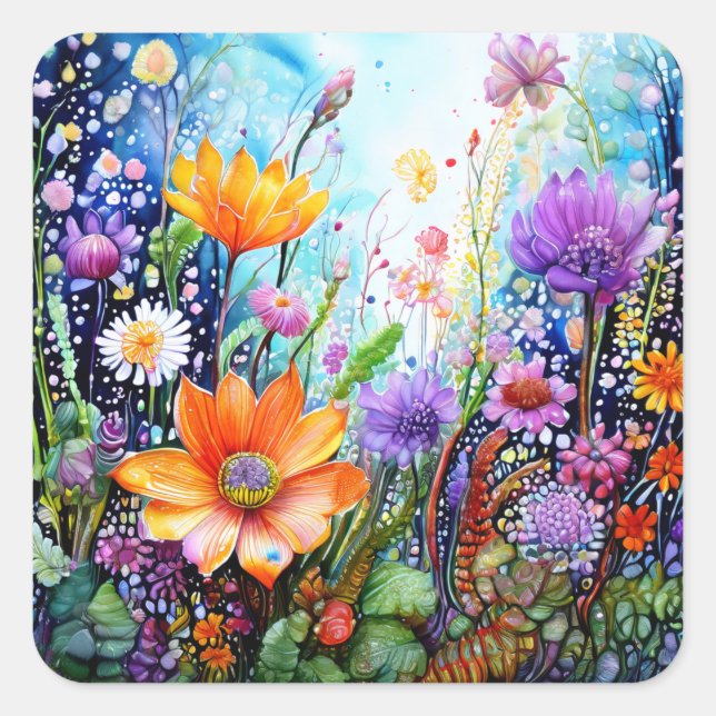 Colorful Flowers Stickers (Front)