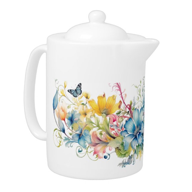 Colorful Flowers Teapot (Left)