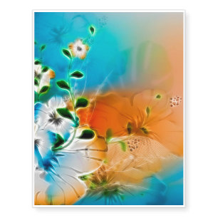 Colorful flowers temporary tattoos