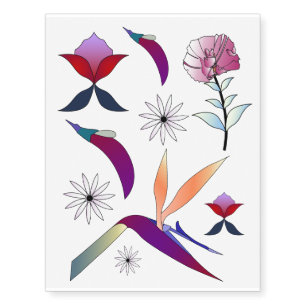 Colorful flowers temporary tattoos
