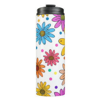 Colorful flowers thermal tumbler