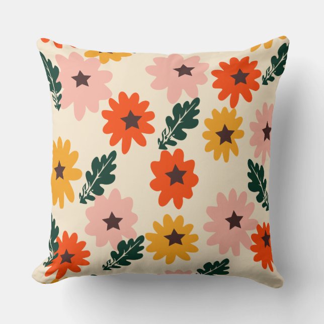 Colorful Flowers  Throw Pillow (Front)