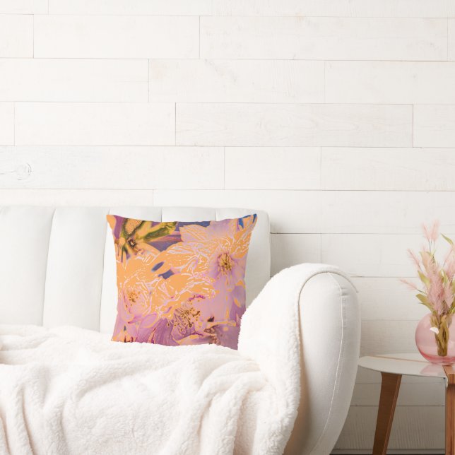 Colorful Flowers Throw Pillow (Couch)