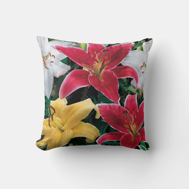 Colorful Flowers Throw Pillow (Front)