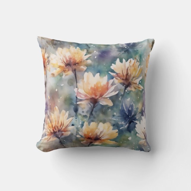 Colorful flowers throw pillow (Front)