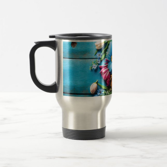 Colorful Flowers Travel Mug (Left)