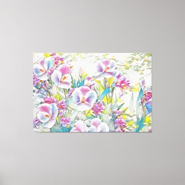 *~* Colorful Flowers TV2 Stretched Canvas Print (Front)