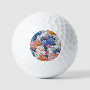 Colorful Flowers: Vibrant Seamless Pattern Golf Balls