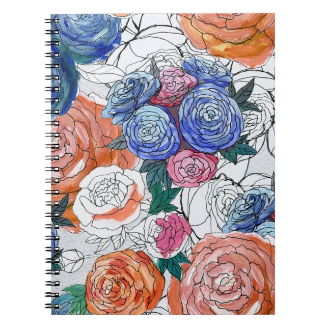Colorful Flowers: Vibrant Seamless Pattern Notebook (Front)