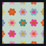 Colorful Flowers Vintage Floral Faux Canvas Print<br><div class="desc">Retro Flowers - Floral Print - Colorful Art - pink,  orange,  yellow,  green,  blue,  mint green.</div>