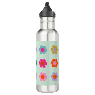Colorful Flowers Vintage Floral Stainless Steel Water Bottle