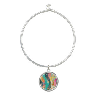 Colorful Flowers Wave Bangle Bracelet