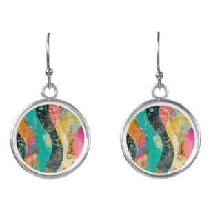 Colorful Flowers Wave Earrings