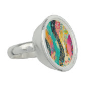 Colorful Flowers Wave Ring (Side)