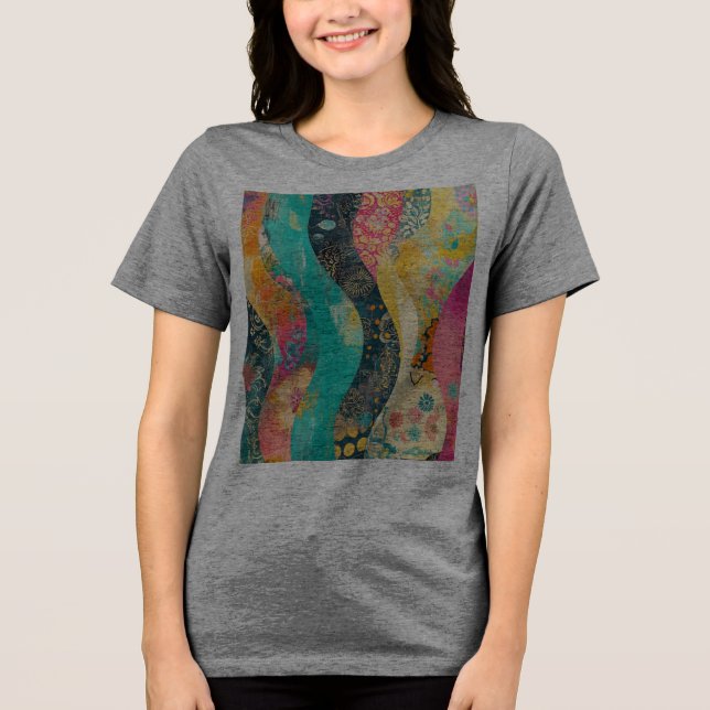 Colorful Flowers Wave Tri-Blend Shirt (Front)