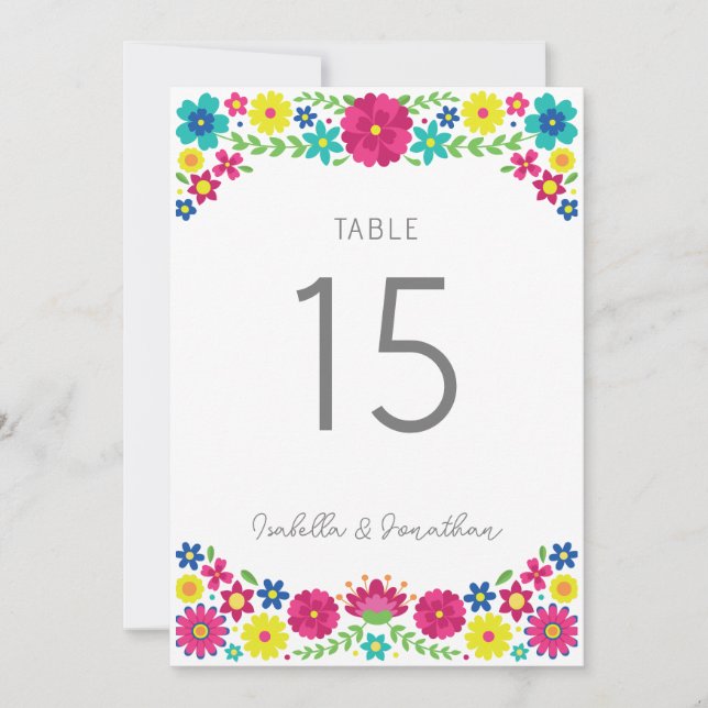 Colorful Flowers wedding TABLE NUMBER (Front)