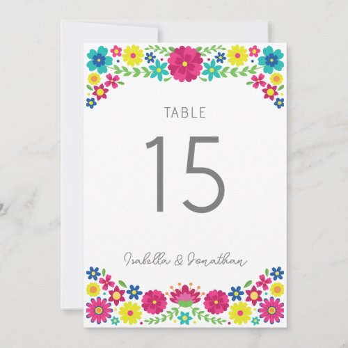 Colorful Flowers wedding TABLE NUMBER