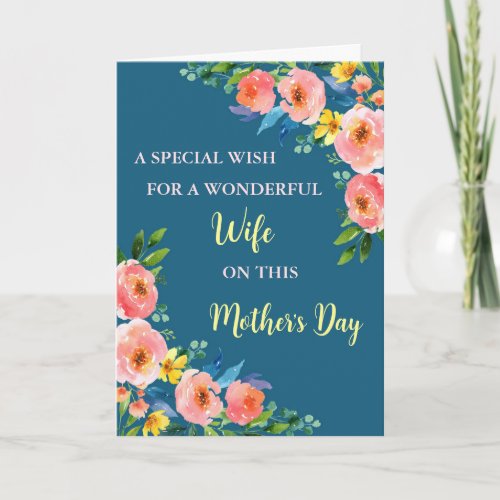 Colorful Flowers Wife Happy Mothers Day Card