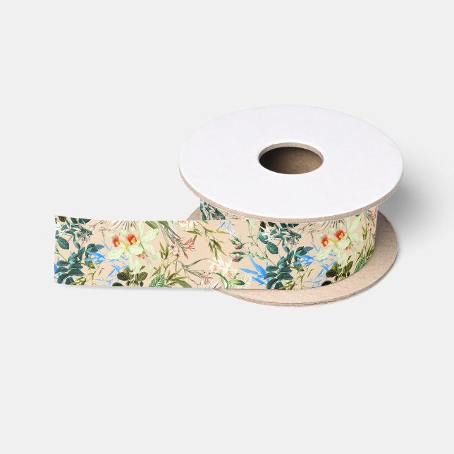 Colorful Flowers, Wild Flowers, Hibiscus, Orchid Satin Ribbon (Spool)