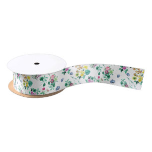 Colorful Flowers, Wild Flowers, Roses, Lilies Satin Ribbon