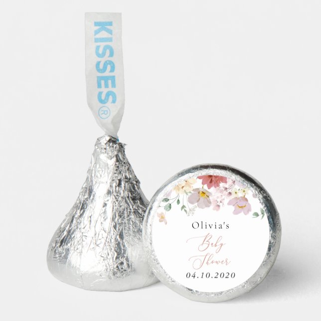 Colorful Flowers, Wildflowers, Boho, Baby Shower Hershey®'s Kisses® (Front)