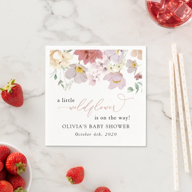 Colorful Flowers, Wildflowers, Boho, Baby Shower Napkins (Insitu)