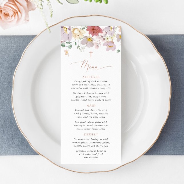 Colorful Flowers, Wildflowers, Boho, Baptism Menu (Creator Uploaded)