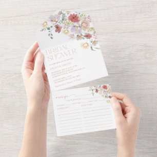 Colorful Flowers, Wildflowers, Boho, Bridal Shower All In One Invitation